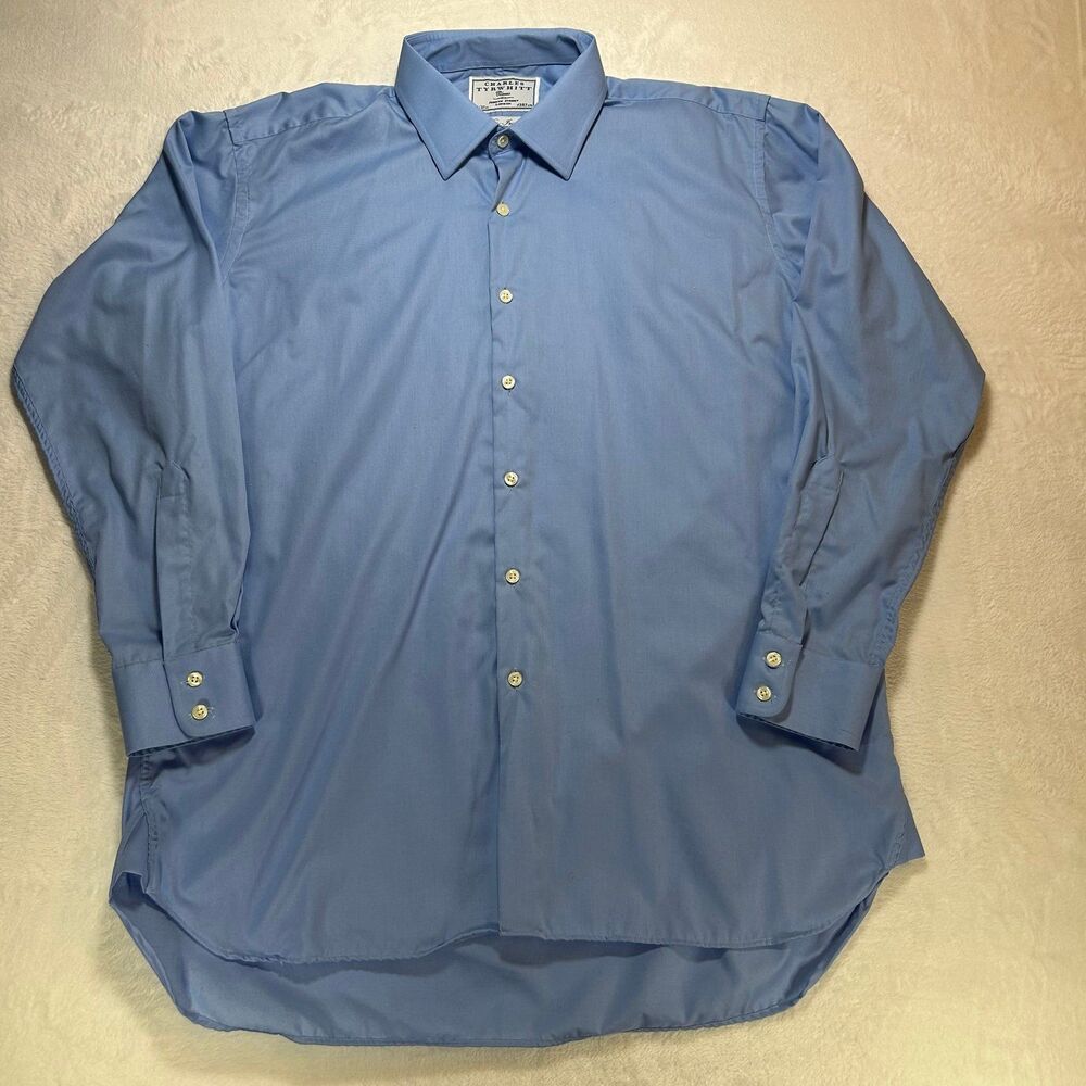 Charles Tyrwhitt Classic Non-Iron Blue Dress Shirt Men's 17/35 Button Front